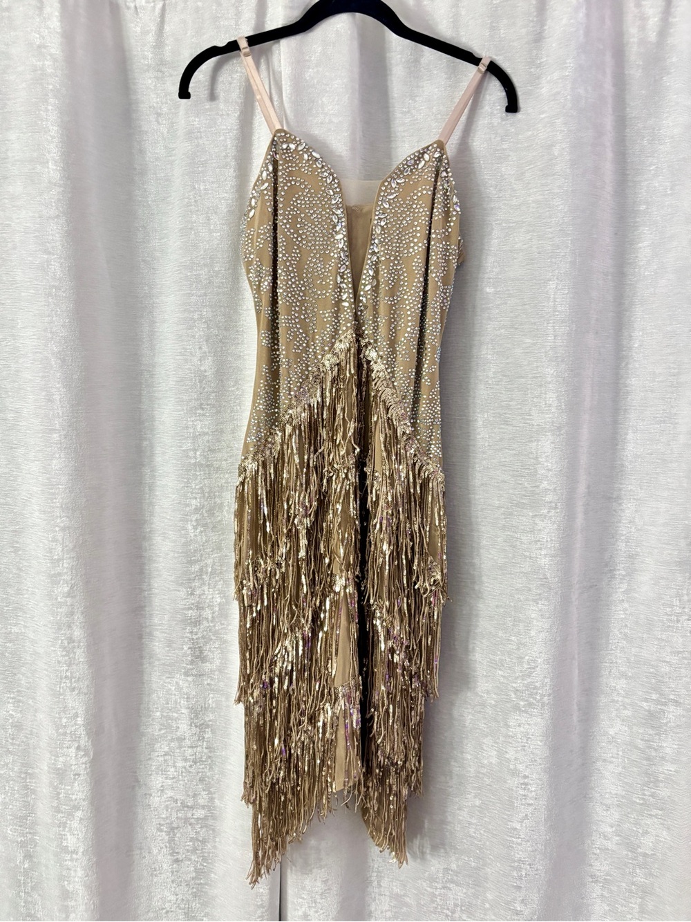 Banjul Champagne Sequin Fringe Midi Dress